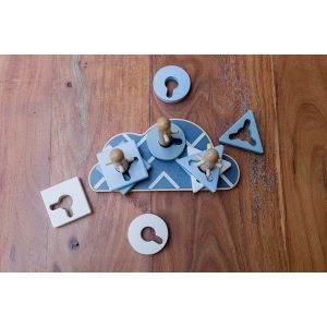 KINDSGUT Dřevěné stohovací puzzle obláček šedá