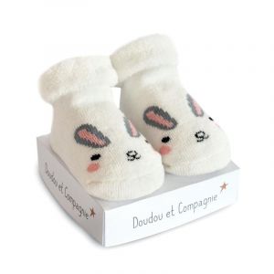Doudou et Compagnie Ponožky pro miminko Bílý králíček
