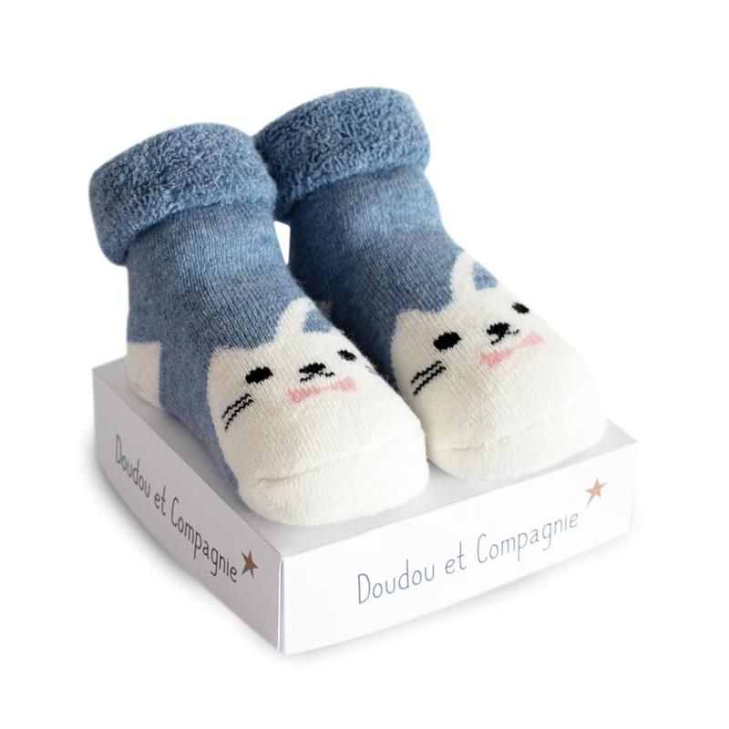 Doudou et Compagnie Ponožky pro miminko Modrá kočička
