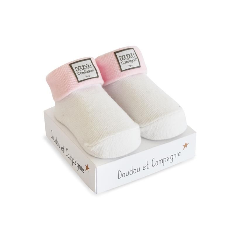  Doudou et Compagnie Ponožky pro miminko Bílo růžové