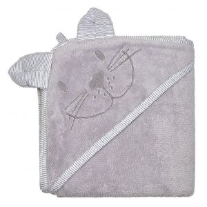 Little Angel SET osuška,ručník,žínka BAMBUS - sv.šedá zajíc