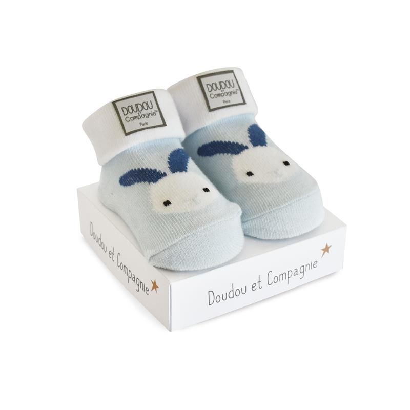 Doudou et Compagnie Ponožky pro miminko Bílo modrý zajíček